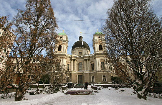 Dreifaltigkeitskirche (Trinity Church) in Salzburg on a winter day